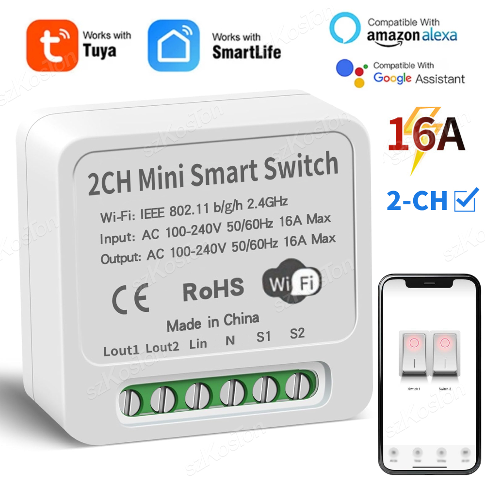 Smart Home Button - 16A Tuya WiFi Smart Switch Module