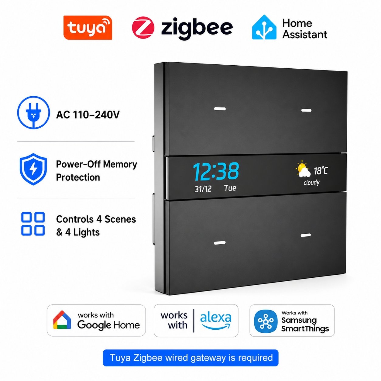 Smart Home Hotel - M8 Pro Zigbee Smart Switch Panel