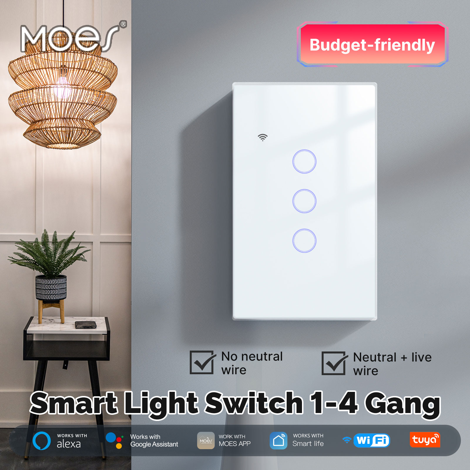 MOES Tuya WiFi Smart Light Swi - огляд і ціна Smart Home Button