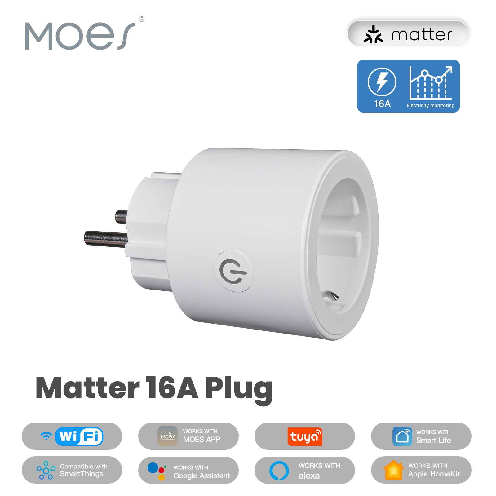 MOES Smart EU/US/UK Plug Matte - огляд і ціна Smart Home Hub Matter
