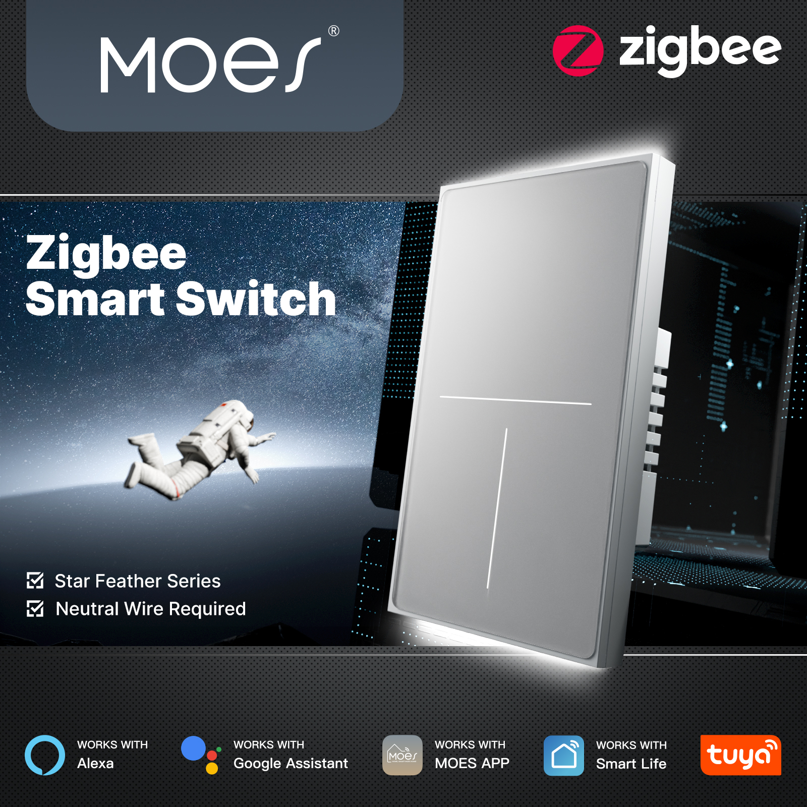MOES Tuya ZigBee Star Feather  - огляд і ціна Smart Home Google