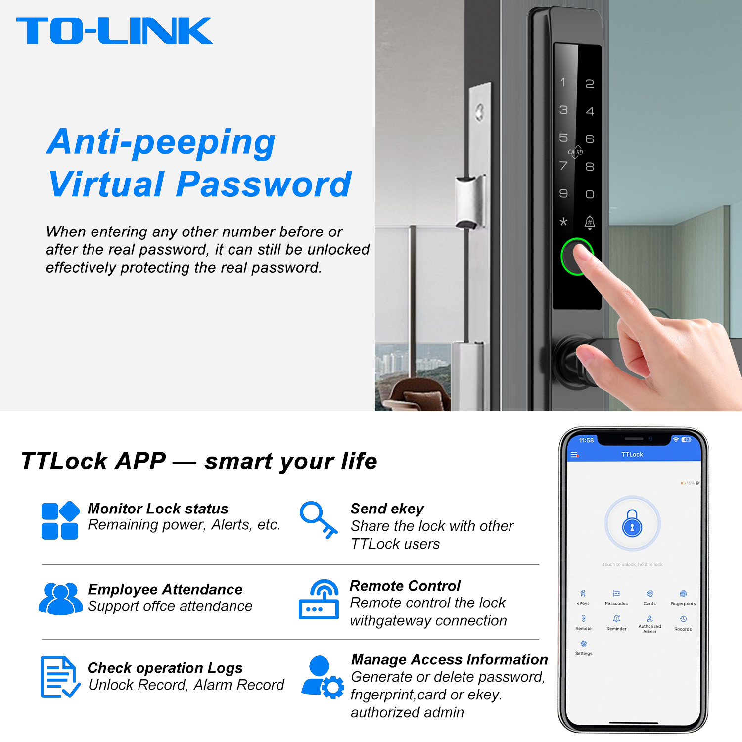 Tolink Key Card Password Tuya  - огляд і ціна Smart Door Lock