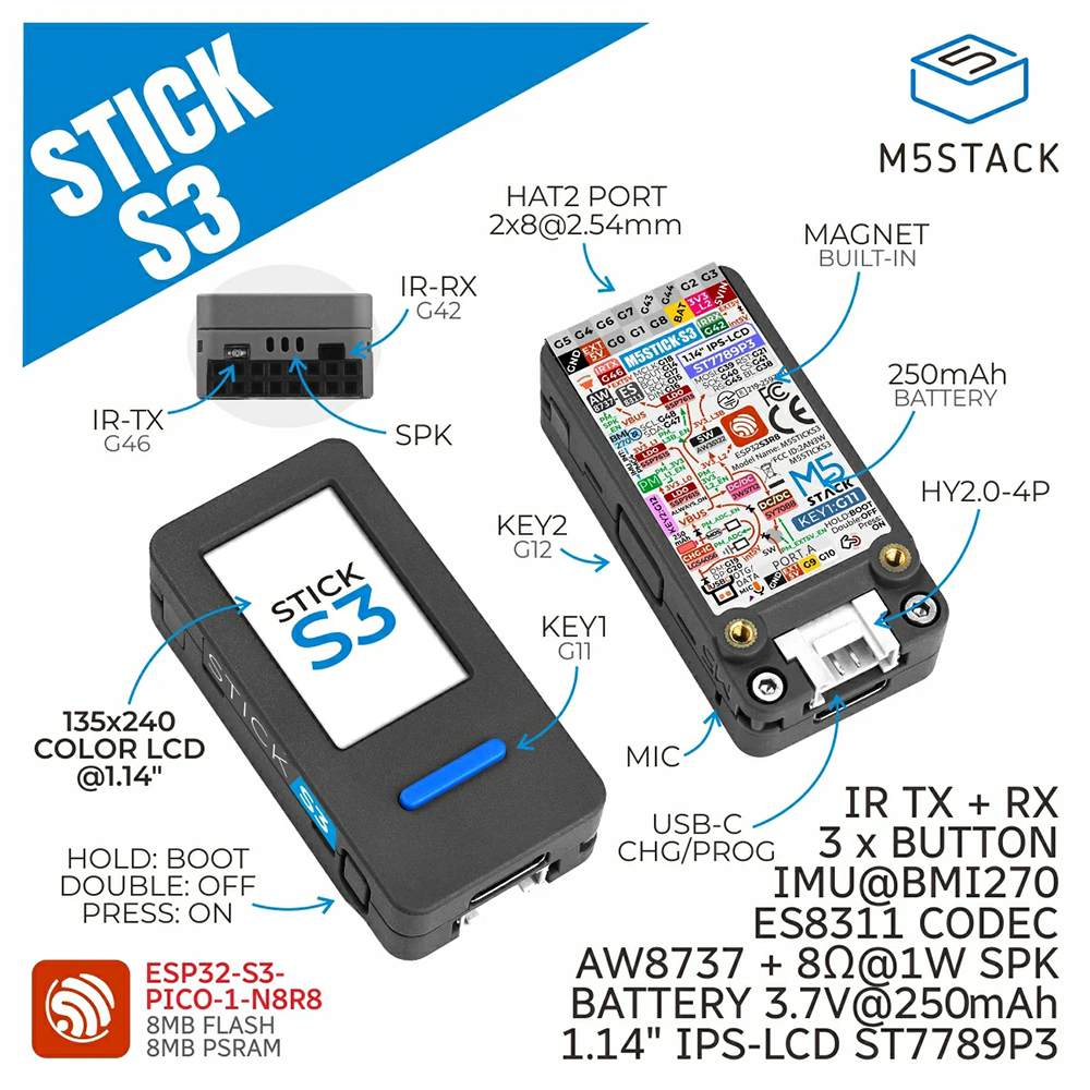 M5Stack M5StickS3 ESP32-S3 IoT - огляд і ціна Smart Home Kits