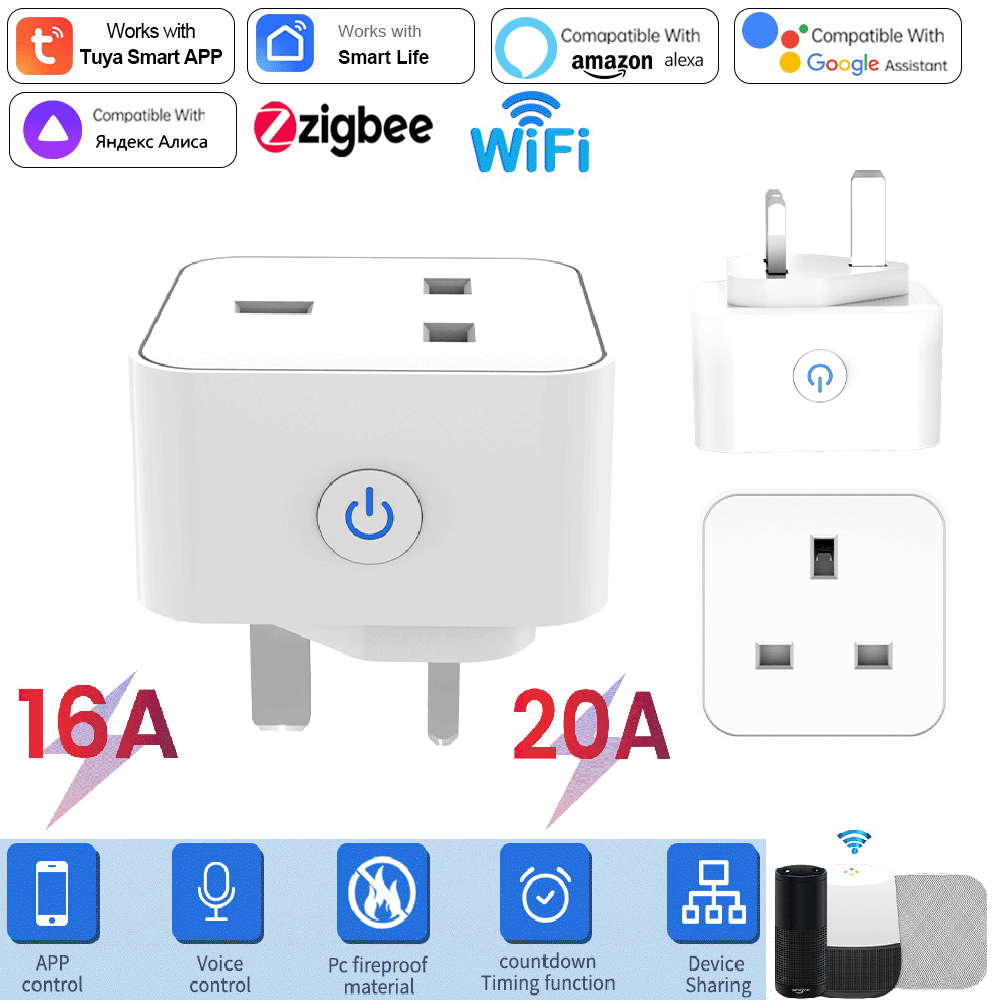 Tuya Smart Socket 16A/20A WiFi - огляд і ціна Smart Home Voice Assistant