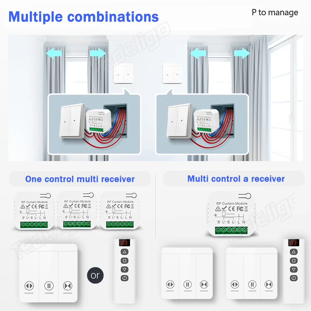 433 MHz RF Curtain Switch Modu - огляд і ціна Curtain Motor