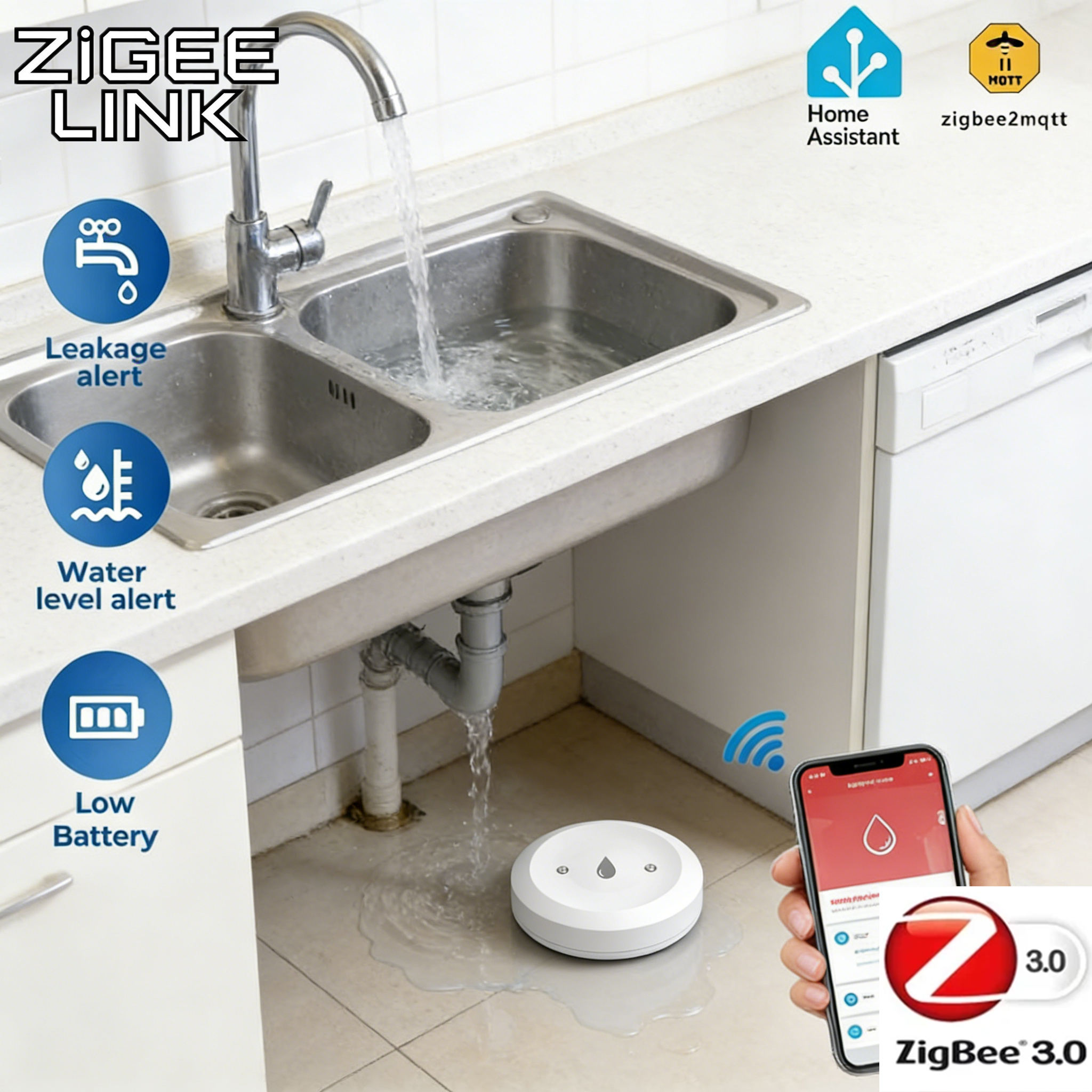Tuya ZigBee 3.0 Water Leak Det - огляд і ціна Smart Home Kitchen