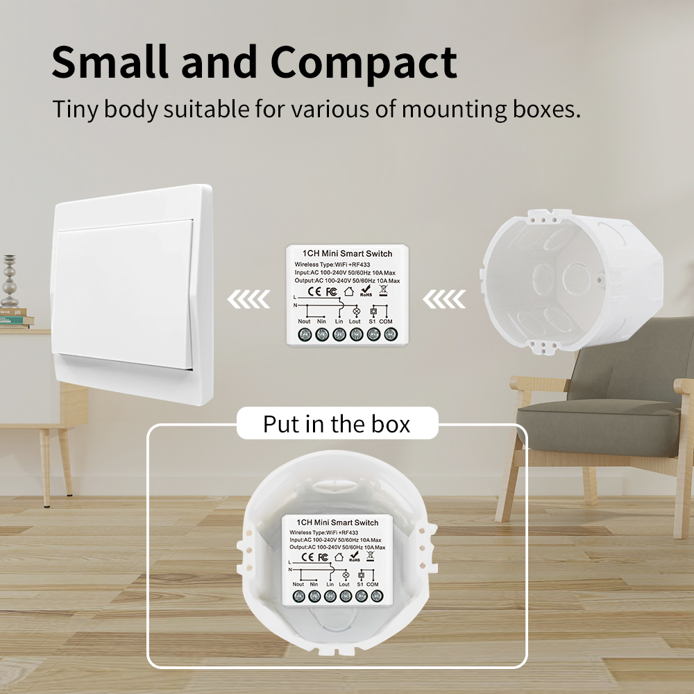 10A Mini WIFI Smart Switch RF4 - огляд і ціна Smart Home Voice Assistant