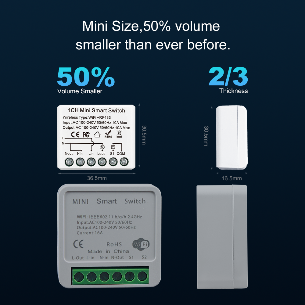 10A Mini WIFI Smart Switch RF4 - огляд і ціна Smart Home Voice Assistant